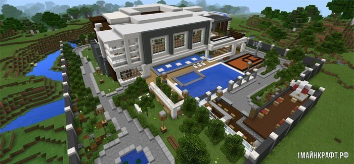 Карта современный дом для Minecraft pe 1.0 / 0.17.0